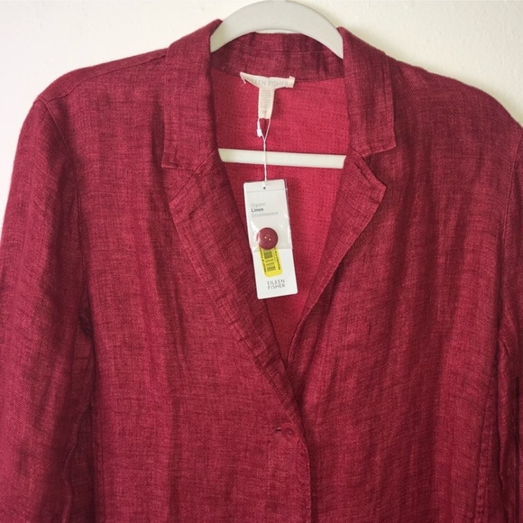 NWT EILEEN FISHER LINEN JACKET RED - Picture 6 of 8